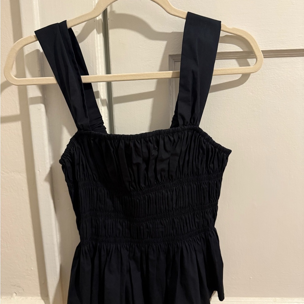 STAUD Black Smocked Peplum Top - Picture 2 of 4